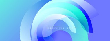 Soyut mavi arkaplan. Üst üste binen dairesel katmanlar dinamik görsel efekt yaratır. Dijital projeler için modern tasarım.