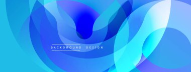 Soyut mavi şekiller dinamik sıvı tasarımı oluşturur. Renkler hareketi, derinliği ve modern estetiği gösteriyor..