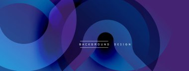 Soyut mavi mor daireler çakışıyor. Modern tasarım metin arkaplanı, tasarım içerir. Gradyan renkler dinamik görsel efekt yaratır.