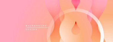 Soyut eğim arkaplanı. Yumuşak pembe, turuncu renk karışımı. Üst üste binen daireler dinamik görsel efekt yaratır. Minimalist tasarım.