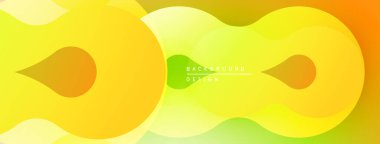 Soyut enerjik tasarım. Üst üste binen şekiller dinamik görsel efekt yaratır. Sarılar, yeşiller pürüzsüz harmanlanır, modern estetik.