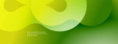 Soyut yeşil arkaplan. Üst üste binen şekiller dinamik görsel akış yaratır. Yumuşak eğimler modern estetik sunar. Minimalist tasarım.