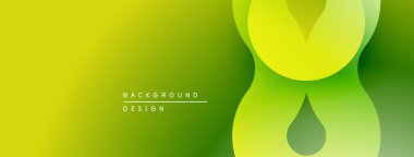 Soyut yeşil eğimli arkaplan. Üst üste binen şekiller dinamik görsel efekt yaratır. Sancaklar ve sunumlar için modern tasarım uygun.