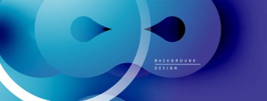 Soyut sıvı şekilleri, mavi gradyanlar dinamik bileşim oluşturur. Arkaplan ve sunumlar için modern tasarım ögesi.