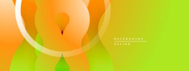 Soyut gradyanlar harmanlanarak dairesel şekiller oluşturur. Turuncu, sarı, yeşil renkler tasarımda baskın. Minimalist, modern estetik.