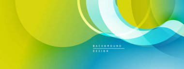 Soyut arkaplan özellikleri üst üste binen daireler, düzgün eğimler. Renkler sarıdan yeşile, sonra da maviye geçiyor. Modern tasarım ögesi.