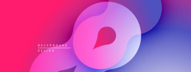 Soyut sıvı şekilleri canlı pembeler, morlar, maviler harmanlıyor. Modern tasarım hareketi, enerjiyi, görsel uyumu çağrıştırıyor. Gradyan arkaplan derinlik yaratır.