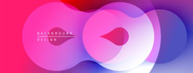 Soyut sıvı şekilleri, canlı pembeler, morlar dinamik bir zemin oluşturur. Modern tasarım, pürüzsüz eğimler, örtüşen biçimler.