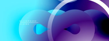 Soyut sıvı şekilleri, canlı gradyanlar. Mor 'a mavi geçiş. Modern tasarım, düz kıvrımlar, dinamik bileşim.
