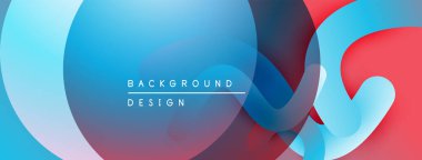 Soyut sıvı şekilleri, canlı maviler, kırmızılar, morlar. Modern tasarım, pürüzsüz eğimler dinamik kompozisyon yaratır. Minimalist estetik.