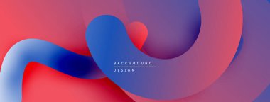 Soyut sıvı şekilleri canlı kırmızıları, mavileri, morları harmanlıyor. Yumuşak gradyanlar dinamik, modern arkaplan tasarımı oluşturur.