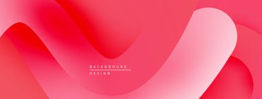 Soyut sıvı şekiller, canlı kırmızılar, pembeler modern arka plan yaratır. Yumuşak eğimler hareketi, derinliği gösterir. Minimalist tasarım.