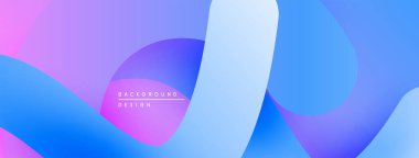 Soyut sıvı şekiller harmanlanarak canlı mor, mavi ve pembe renkler yaratır. Modern tasarım sakin ve pürüzsüz geçişleri çağrıştırıyor.