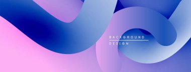 Soyut sıvı şekilleri, canlı mor, mavi gradyanlar. Arka planlar ve sunumlar için modern tasarım öğesi. Düz eğriler dinamik bileşim oluşturur.