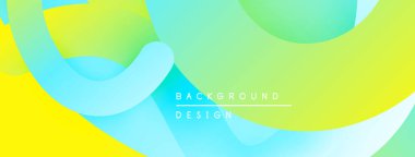 Soyut sıvı şekiller, canlı sarı, yeşil, turkuaz renkler harmanlarlar. Modern tasarım dinamik görsel deneyim yaratır. Pürüzsüz gradyanlar yumuşak doku sunar.