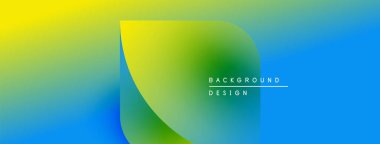 Soyut eğim arkaplanı. Parlak sarı geçişler yeşile, sonra da maviye. Metin elementli minimalist tasarım. Pürüzsüz renk akışı.