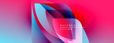 Soyut sıvı şekilleri canlı pembeler, maviler, morlar harmanlar. Modern tasarım katmanlı yarı şeffaf formlar yaratarak dinamik görsel efekt yaratır..