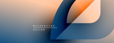 Soyut eğim arkaplanı. Turuncu, mavi renkler düzgün bir şekilde harmanlanır. Minimalist tasarım kıvrımlı şekiller, metin elementleri içerir. Modern estetik.