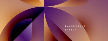 Soyut gradyan şekiller çakışıyor, dinamik görsel etki yaratıyor. Sıcak renkler, güzel mor renklerle harmanlanır. Mevcut en küçük metin.