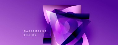 Soyut mor tasarım katmanlı şekiller, gradyanlar içerir. Metin elemanları ve dinamik bileşimi olan modern arkaplan.