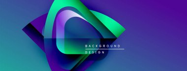 Soyut enerjik tasarım. Katmanlar dinamik görsel efekt yaratır. Mavi, mor, yeşil renkler kompozisyona hakim. Modern estetik.