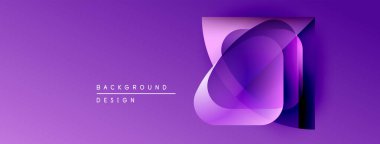 Mor soyut tasarım katmanlı geometrik şekiller içerir. Modern, enerjik, arka planlar ve sunumlar için uygun minimalist bir tarz..