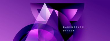 Soyut mor tasarım geometrik şekiller, gradyanlar, üst üste binen katmanlar içerir. Dijital projeler için modern arkaplan.