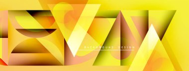 Soyut geometrik tasarım. Sarı, turuncu gradyanlar dinamik şekiller yaratır. Çeşitli projeler için modern arkaplan uygun. Minimalist stil.