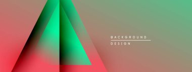 Soyut geometrik şekiller örtüşüyor, canlı renk eğimleri yaratıyor. Metin sağ üst köşede arkaplan tasarımı okuyor. Minimalist estetik.