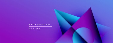 Soyut geometrik şekiller örtüşüyor, canlı mor ve mavi renkler yaratıyor. Modern tasarım elementleri dijital sanat, arkaplan dokusu.