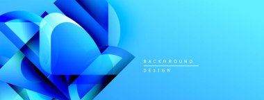 Soyut mavi tasarım geometrik şekiller, gradyanlar içerir. Sancaklar ve sunumlar için modern arka plan uygun. Canlı renk şeması.