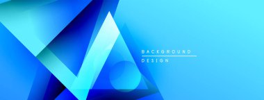 Soyut mavi şekiller dinamik arkaplan yaratır. Gradyan etkisi derinlik ve modern hissi arttırır. Minimalist tasarım çeşitli projelere uyar.