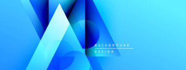 Soyut mavi gradyanlar dinamik şekiller oluştururlar. Modern tasarım teknoloji, yenilik, temiz estetik öneriyor. Arkaplanda metin ögeleri.