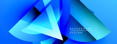 Soyut mavi tasarım katmanlı şekiller, gradyanlar, dinamik bileşimler içerir. Arka planlar ve sunumlar için modern estetik.