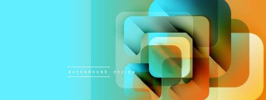 Soyut geometrik şekiller, canlı renkler, katmanlı tasarım. Turkuaz, turuncu renkler modern görsel efektler yaratır. Minimalist stil.