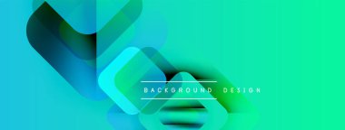 Soyut geometrik şekiller örtüşür, canlı turkuaz gradyan oluşturur. Arkaplan ve sunumlar için modern tasarım ögesi.