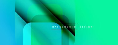 Soyut geometrik şekiller örtüşüyor, canlı turkuazlar yaratıyor, yeşil gradyanlar. Arkaplan ve sunumlar için modern tasarım ögesi.