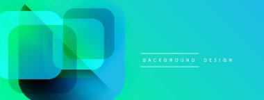 Soyut geometrik şekiller örtüşür, canlı turkuaz gradyan oluşturur. Sancaklar ve arkaplanlar için uygun modern tasarım ögesi.