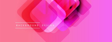 Soyut pembe tasarım. Üst üste binen kareler dinamik görsel efekt yaratır. Modern gradyan arkaplan, basit metin ögesi.