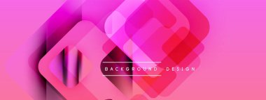 Soyut pembe tasarım özellikleri üst üste binen kareler, gradyanlar, yumuşak gölgeler. Arka planlar ve sunumlar için modern estetik.