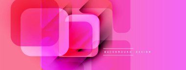 Soyut geometrik şekiller örtüşüyor, canlı pembe, mor renkler yaratıyor. Sancaklar ve sunumlar için modern tasarım ögesi.