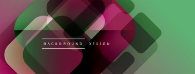 Soyut geometrik şekiller örtüşüyor, canlı renk eğimleri yaratıyor. Tasarım yeşil, kestane rengi, gri tonlarda. Minimalist tarz, modern estetik.