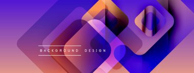 Soyut geometrik şekiller örtüşür, canlı bir değişim etkisi yaratır. Mor, turuncu renkler tasarımda baskın. Metin arkaplan tasarımı okur.