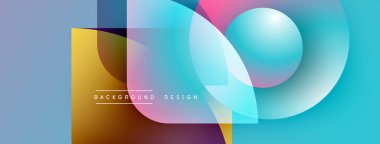 Soyut geometrik şekiller örtüşüyor, canlı renk eğimleri yaratıyor. Modern tasarım öğeleri akıcılık, yenilik ve teknolojiyi önerir.