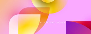 Soyut gradyan şekiller çakışıyor. Pembe, turuncu, sarı renkler modern arka plan tasarımı yaratır. Minimalist estetik, pürüzsüz geçişler mevcut.