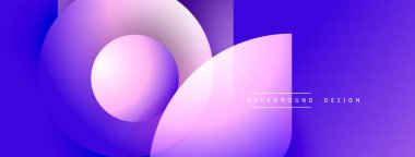 Soyut şekiller örtüşüyor, canlı mor, pembe renkler yaratıyor. Modern tasarım akıcılık, hareket, dijital sanat estetiği öneriyor.