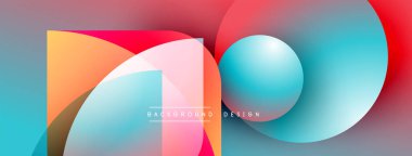 Soyut renkli şekiller çakışıyor. Gradyan renkler harmanlanarak, dinamik görsel efekt yaratır. Modern tasarım ögeleri pürüzsüz geçişler sunar.