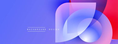 Soyut tasarım akışkan şekiller, canlı gradyanlar içerir. Önce maviye, sonra kırmızıya geçiş. Modern estetik, temiz sunum.