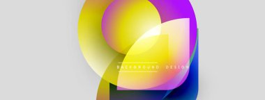 Soyut, enerjik şekiller çakışıyor. Renkler karışıyor, modern tasarım yaratıyor. Beyaz arkaplan karşıtlık ve görsel çağrı sağlıyor.