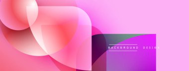 Soyut pembe mor tasarım. Üst üste binen şekiller dinamik görsel efekt yaratır. Çeşitli projeler için modern arkaplan.